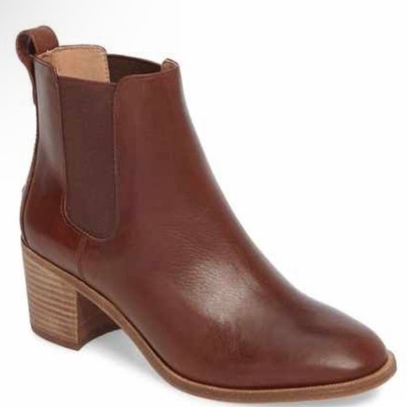 Madewell Women’s Frankie Brown Leather Chelsea Booties Pull On Heeled F5078 - Picture 1 of 11